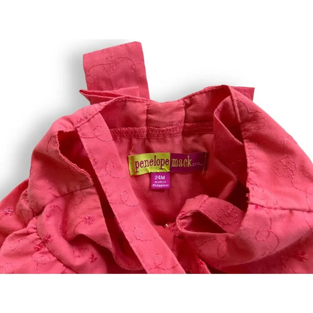 Penelope Mack Girls Pink Dress Watermelon Bow 24 Months